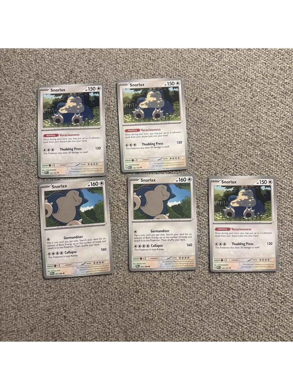 5x Snorlax cards